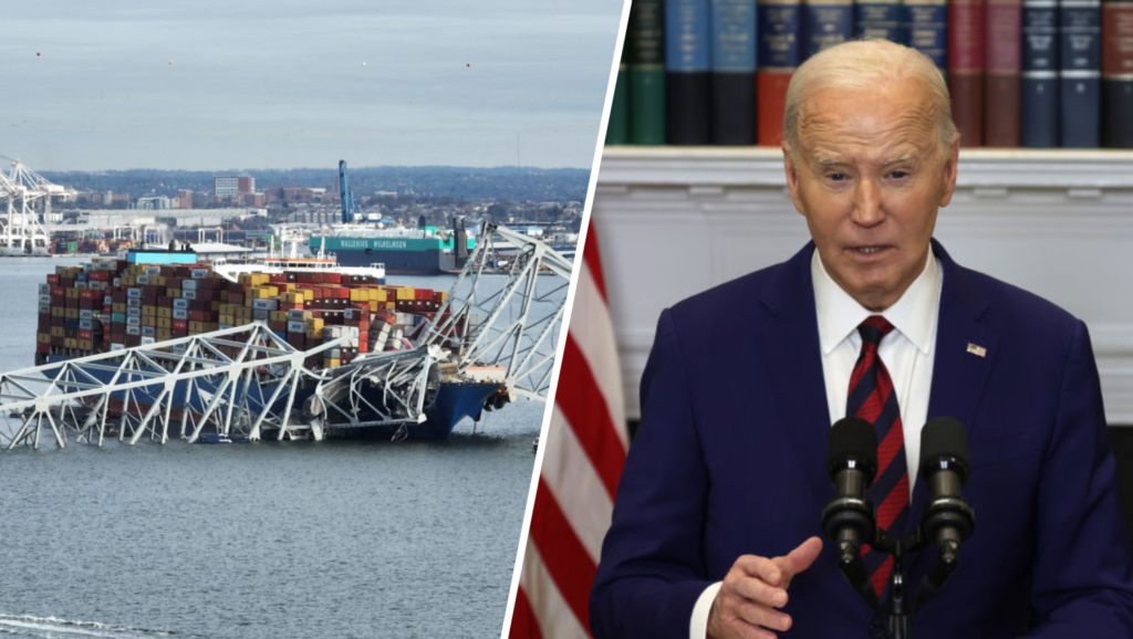 LAS ENCUESTAS DE BIDEN COLAPSARON EL PUENTE DE BALTIMORE Y PROMETEN AYUDAR