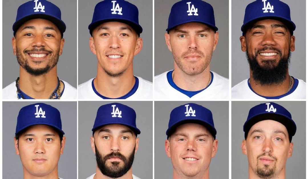 En la foto se ven los jugadores de Los Dodgers que tienen contratos diferidos