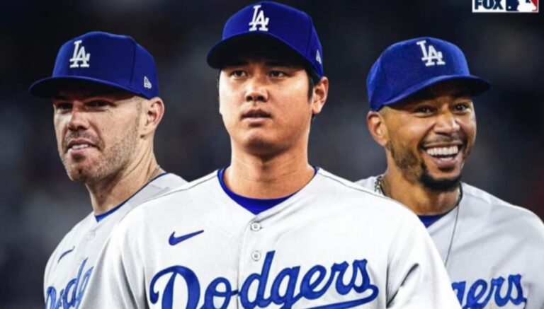 En la foto, Ohtani, Freddy Freeman y Mookie Betss