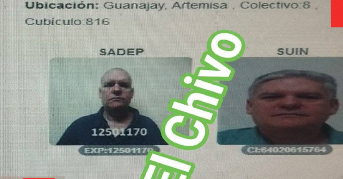 En la foto, la ficha del exministro cubano Alejandro Gil en prisión