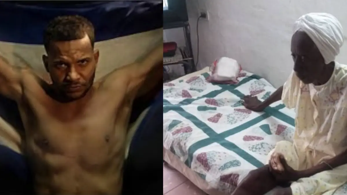 En la foto, un montaje donde aparece el preso polític Maikel Osorbo y su abuela