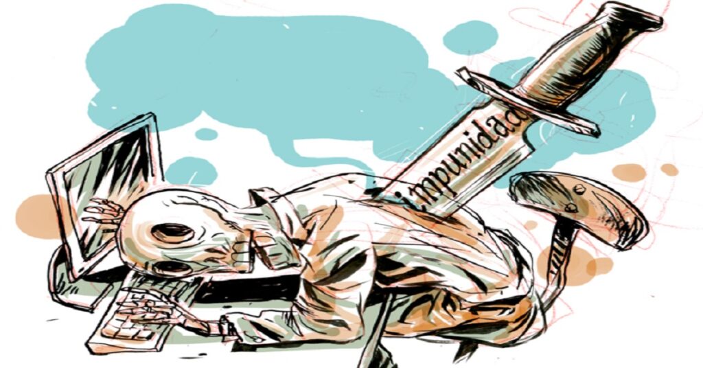 En la foto, una viñeta con un hombre apuñalado por la espalda