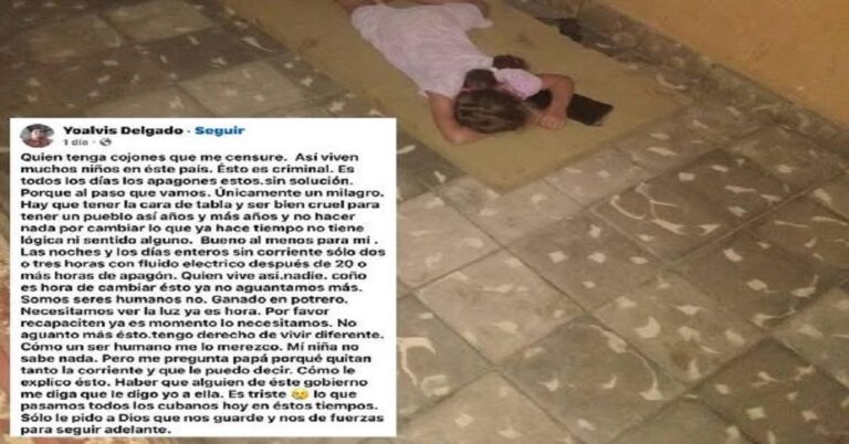 En la foto, el mensaje del padre cuano al gobierno por a situación con la electricidad