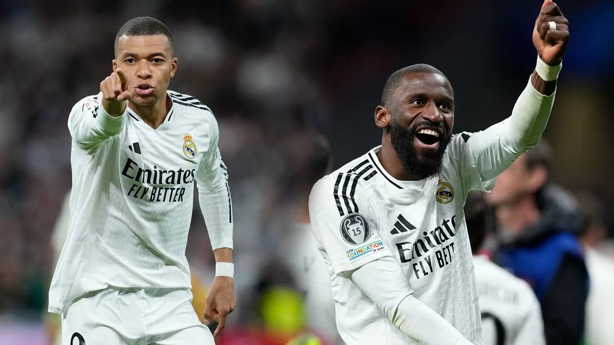 En la foto, los jugadores del Real Madrid Antonio Rüdiger y Kylian Mbappé