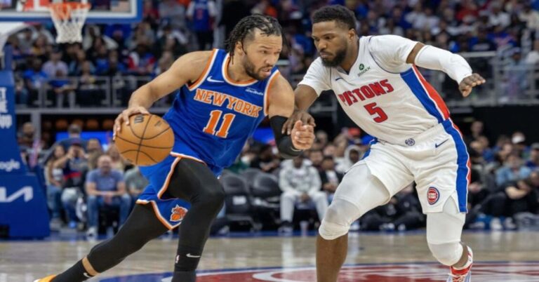 En la foto, momento del Partido entre Knicks y Pistons