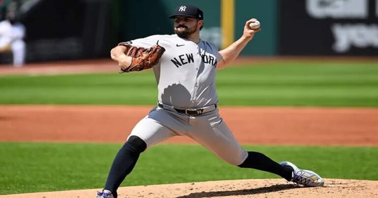 En la foto, el lanzador de los Yankees Carlos Rodón