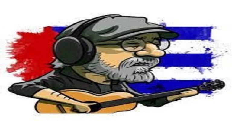 En la foto, una caricatura de Silvio Rodríguez