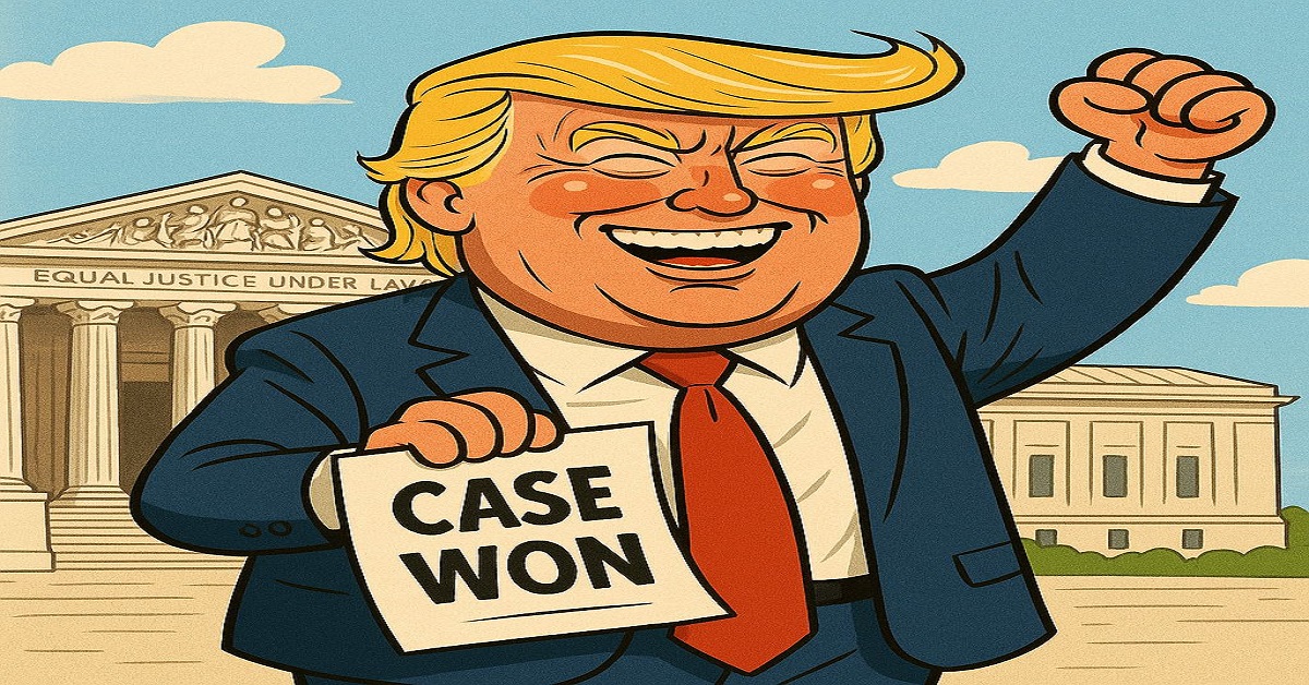 En la foto, una caricatura de Donald Trump