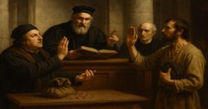 En la foto, una imagen en AI sobre un supuesto juicio