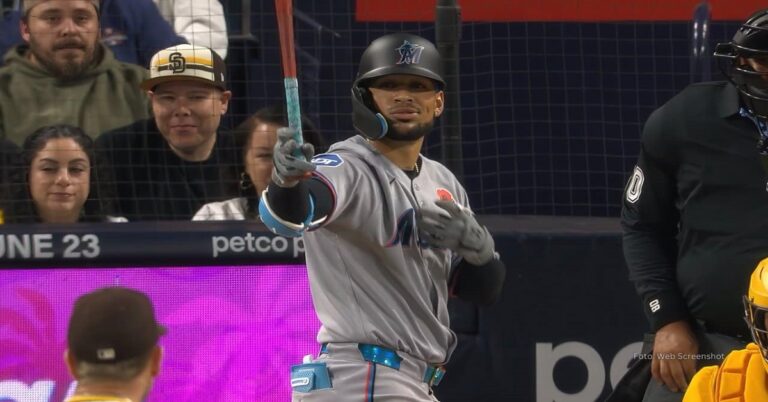 En la foto, Víctor Mesa Jr., el día de su debut con los Miami Marlins