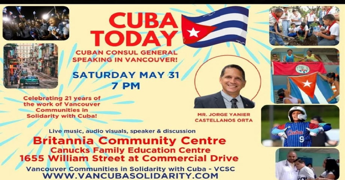 En la foto, cartel con anuncio de actividad del régimen castrista en Canadá