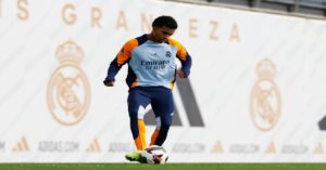 En la foto, el brasileño Rodrigo Goes en un entrenamiento con el Real Madrid