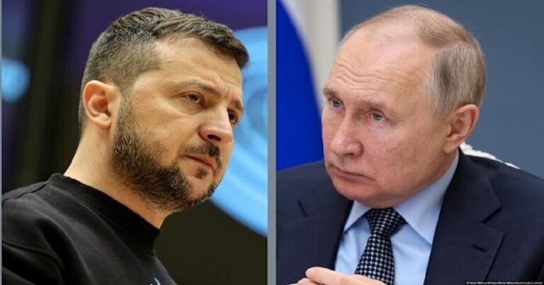 En la foto, un montaje con imágenes de Vládimir Putin y Vladimir Zelenski