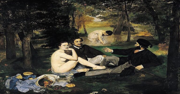 En la foto, la pintura Almuerzo sobre la hierba, de Manet