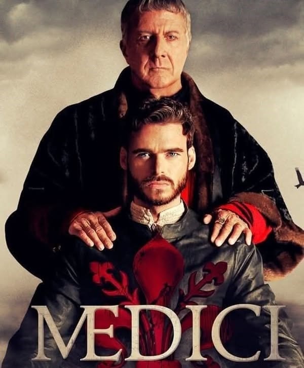 En la foto, cartel de presentación de la serie Médici