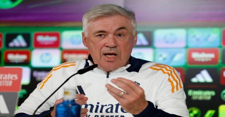 En la foto, CArlo Ancelotti en la rueda de prensa previa al partido ante el Celta de Vigo