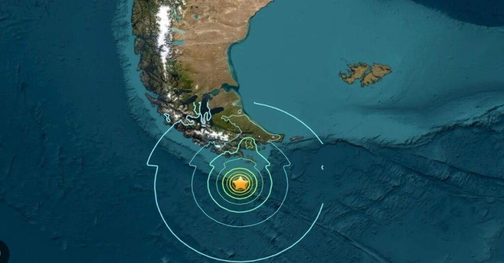 En la foto, gráfico del sismo en Tierra del Fuego