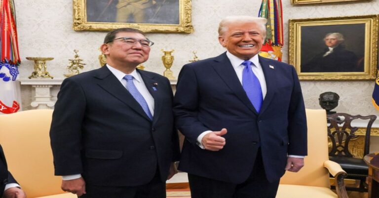 En la foto , el presidente Donald Trump y el primer ministro japonés, Shigeru Ishiba