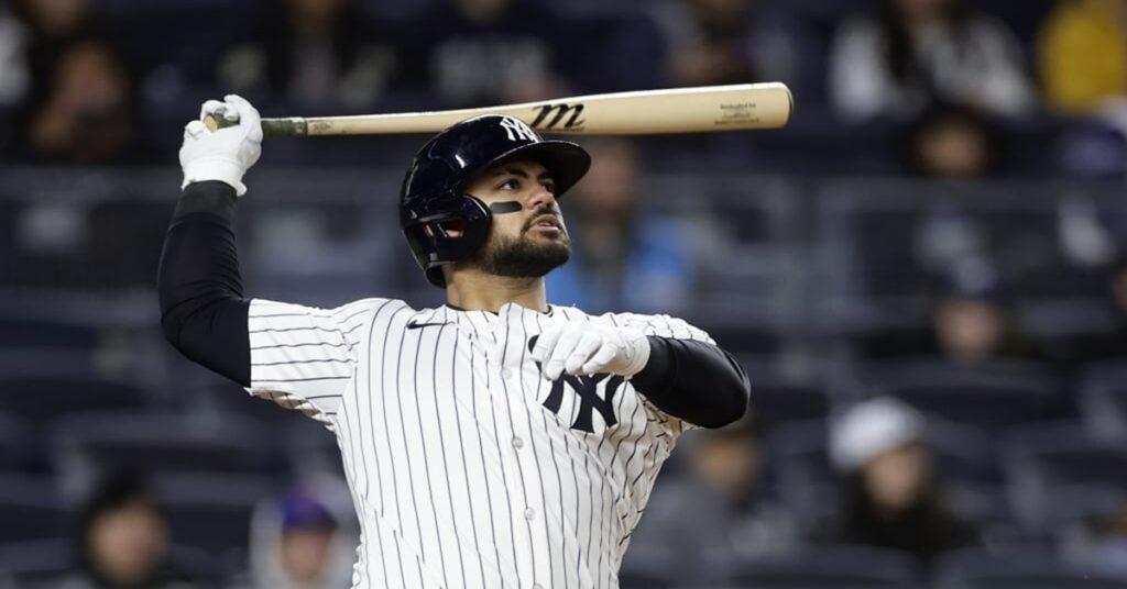 En la foto, el dominicano Jasson Domínguez al momento de pegar jonrón ganador para Yankees
