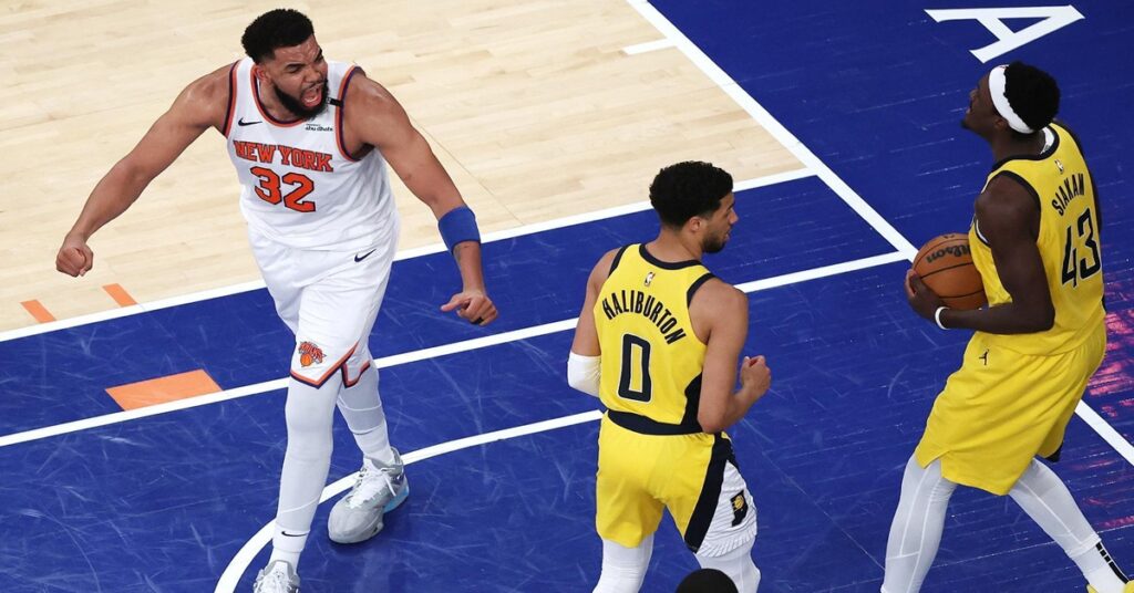 En la foto, momento del partido entre Knicks y Pacers