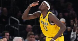 En la foto, Pascal Siakam, el hombre grande de Pacers en su segunda victoria ante Knicks
