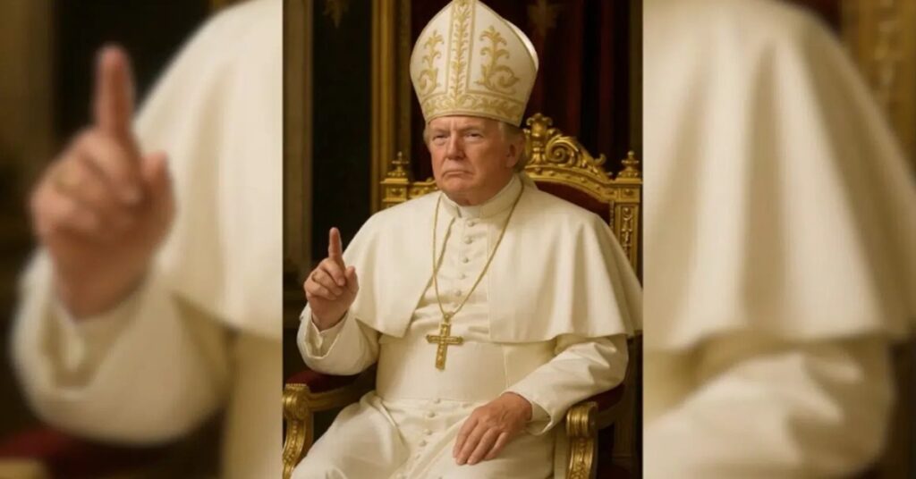 En la foto,el presidente Donald Trump vestido de Papa