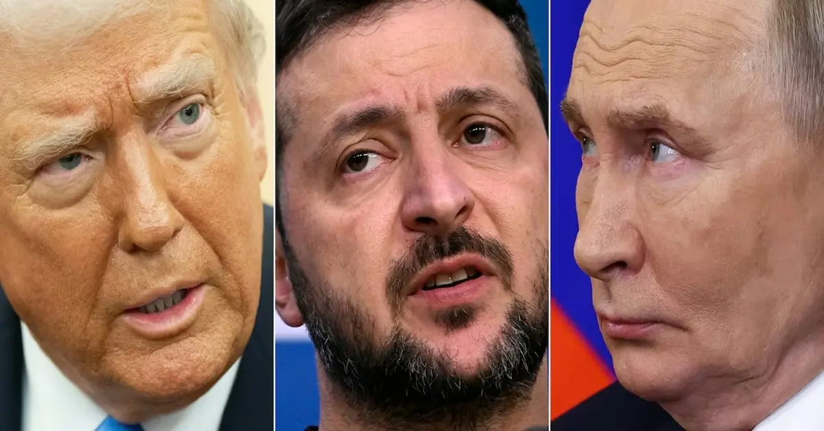 TRUMP ESPERA ALCANZAR UN ALTO EL FUEGO EN UCRANIA EN LLAMADA CON PUTIN Y ZELENSKI 1 En la foto, imágenes de Trump, Putin y Zelenski