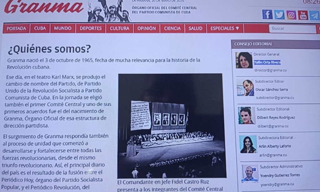 eN LA FOTO, UNA IMAGEN DEL MACHÓN DE gRANMA CON yAILÍN ORTA cOMO DIRECTORA