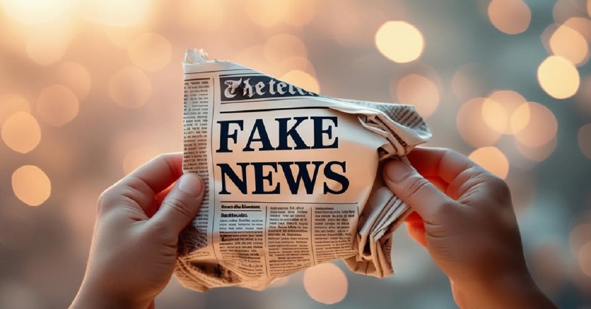 En la foto, una imagen hecha con AI que dice ¿Fake News?