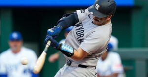 En la foto, el catcher de los Yankees Austin Wells