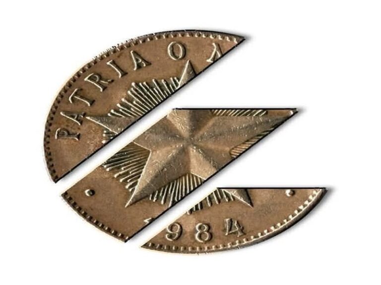 En la foto, una moneda de un peso cubana que simila Etecsa y deja un mensaje