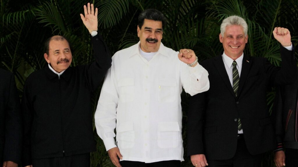 En la foto, Daniel Ortega, Nicolás Maduro y Díaz-Canel