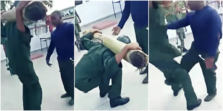 En la foto, una secuencia donde se ve a un jefe maltratar a un soldado en Cuba