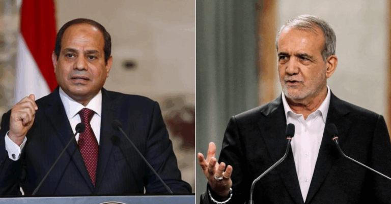 En la foto, un montaje con lo spresidentes de Irán y Egipto