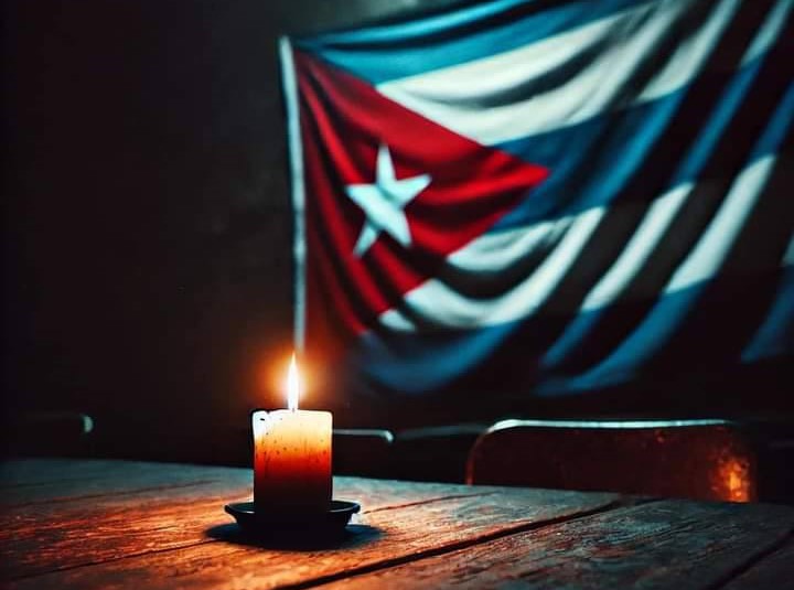 En la foto, una imagen hecha con AI dond se ve una bandera cubana atada a un asta con luz