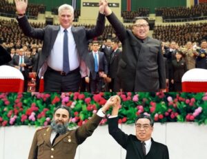En la foto, montaje de dirigentes cubanos y surcoreanos