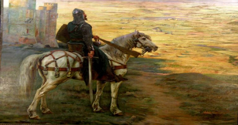 En la foto, una pintura del Cid montando a Babieca