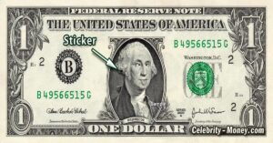 En la foto, un billete de a dollar, con Washington sacando la lengua