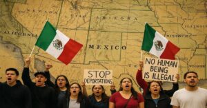 En la foto, un cartel contra las deportaciones del gobierno de EEUU