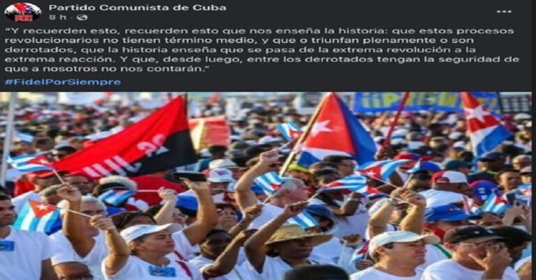En la foto, declaración de guerra del Partido Comunista al pueblo cubano