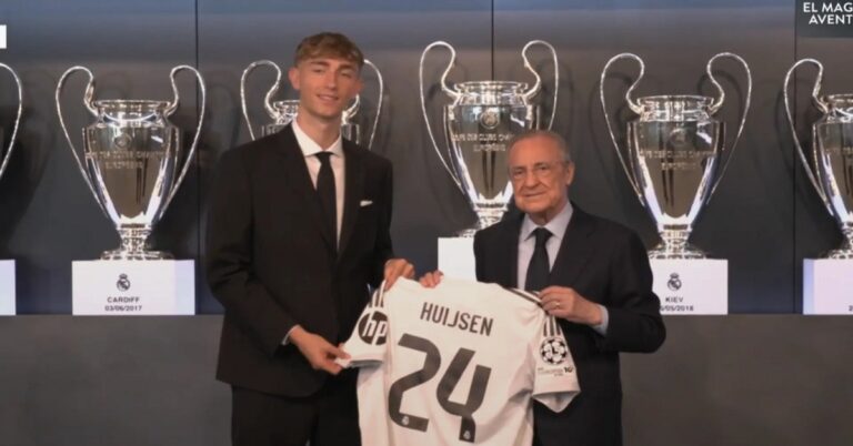 En la foto, Florentino Pérez y Dean Huijtsen