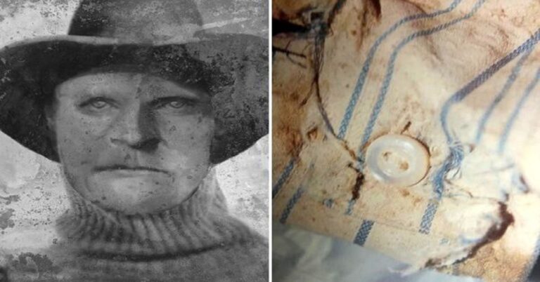 En la foto, Joseph Henry Loveless y su torso encontrado en una cueva