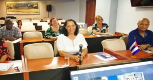 En la foto, al centro, la viceministra de Turismo de Cuba Yamily Aldama Valdés.