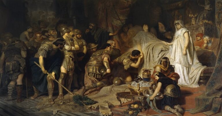 En la foto, una pintura que refleja la muerte de Alejandro Magno