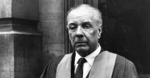 En la foto, Jorge Luis Borges