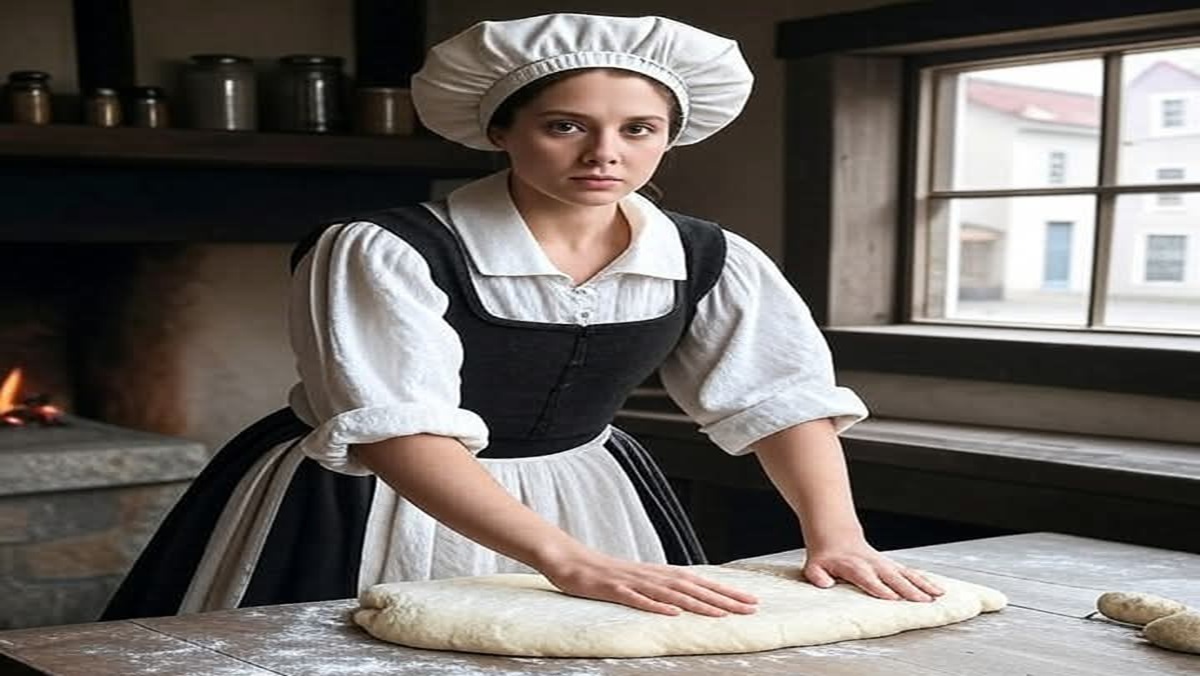 En la foto, una imagen de Ai en la que una mujer prepara un pastel