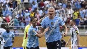 En la foto, Erling Haaland celebra un gol ante la Juventus