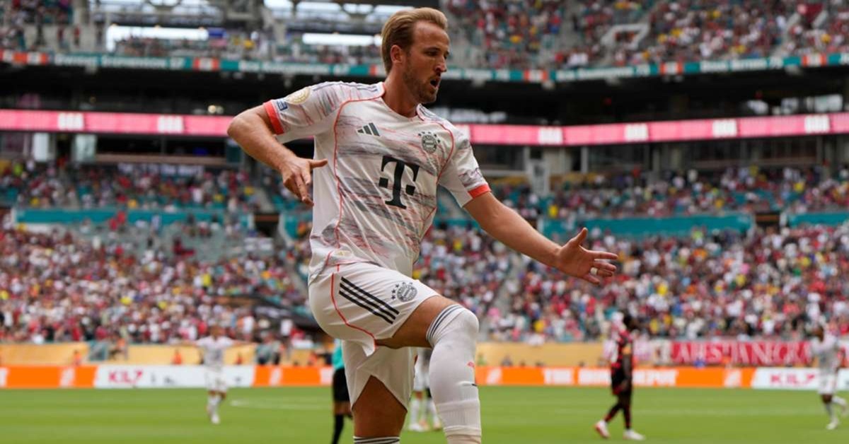 En la foto, HArry Kane celebra un gol ante Flamengo