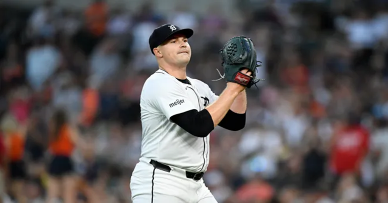 En la foto, el lanzador de los Tigres Tarik Skubal