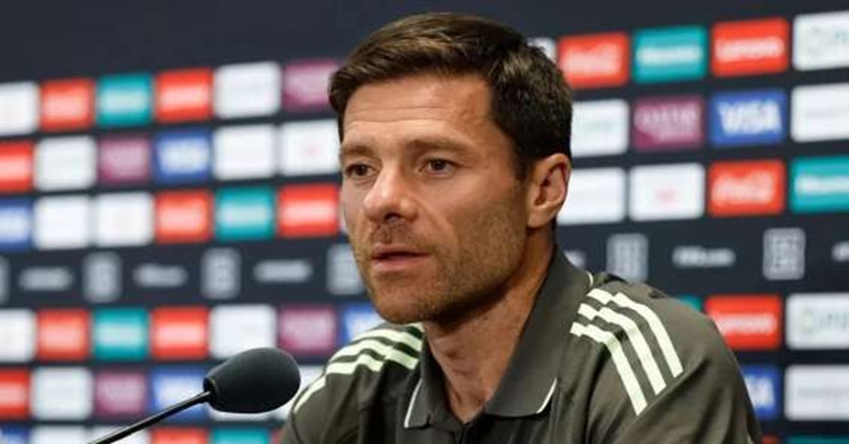 En la foto, Xabi Alonso en la rueda de prensa previa al partido ante la Juventus
